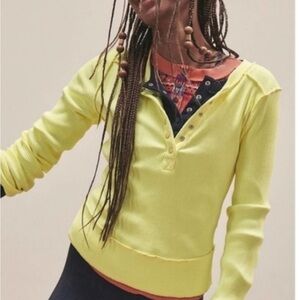 Free People Tally Ribbed Henley Small